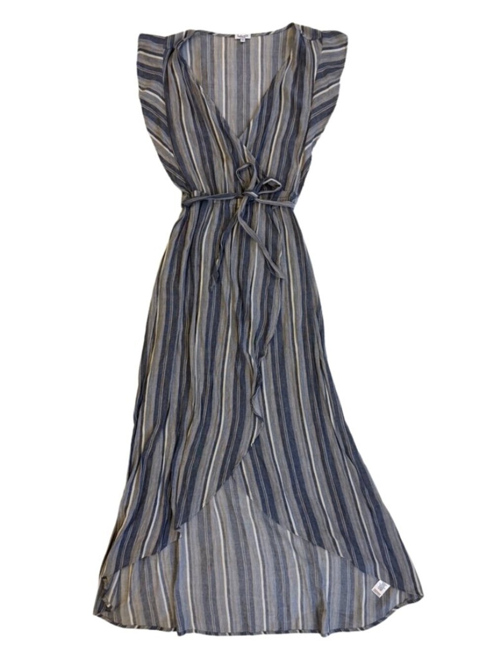 SPLENDID | Chambray Multi Stripe Tulip Sleeve Maxi Dress Size Extra Small
